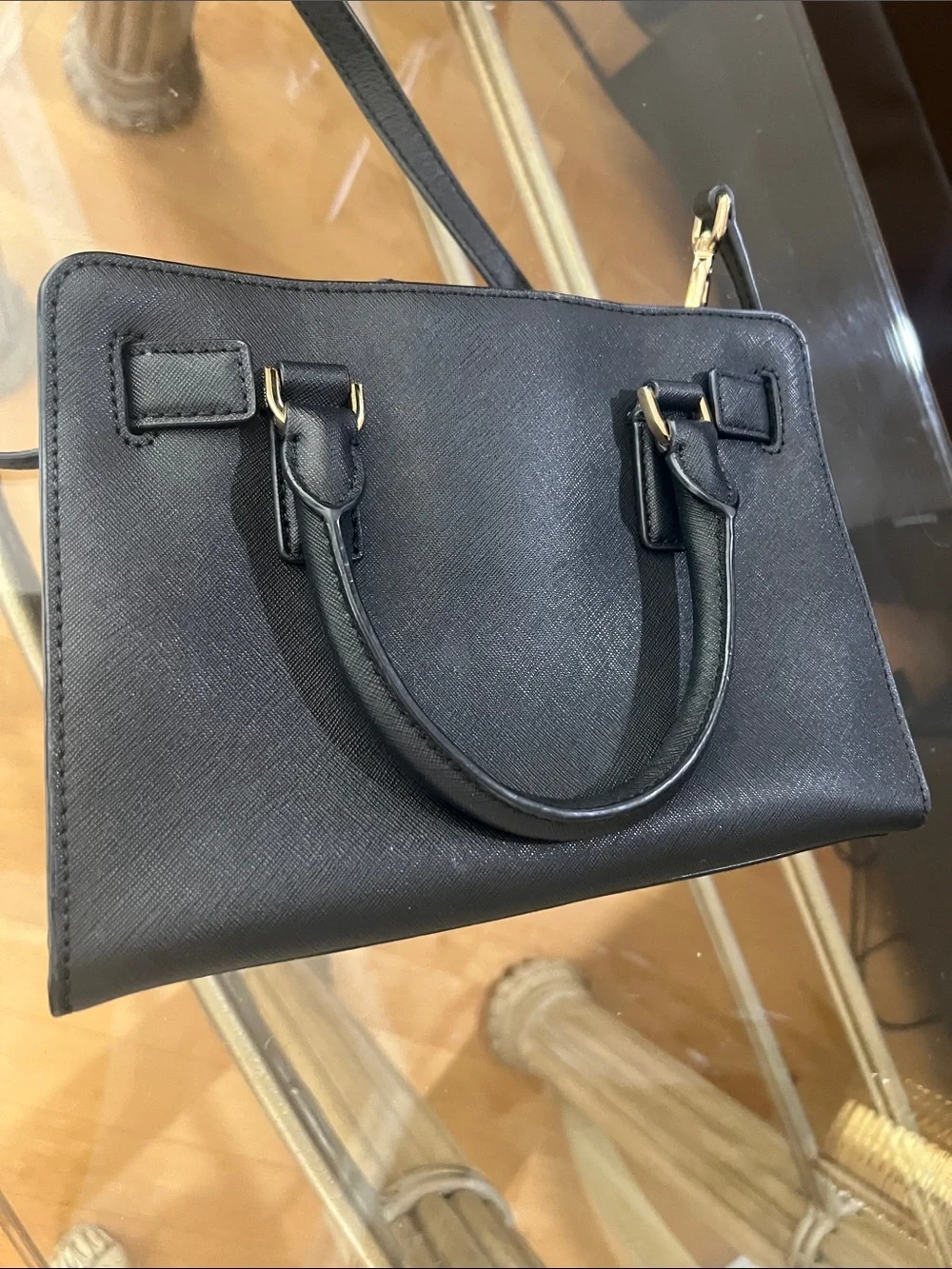 Michael Kors Black Saffiano Top-Handle Satchel with Crossbody Strap